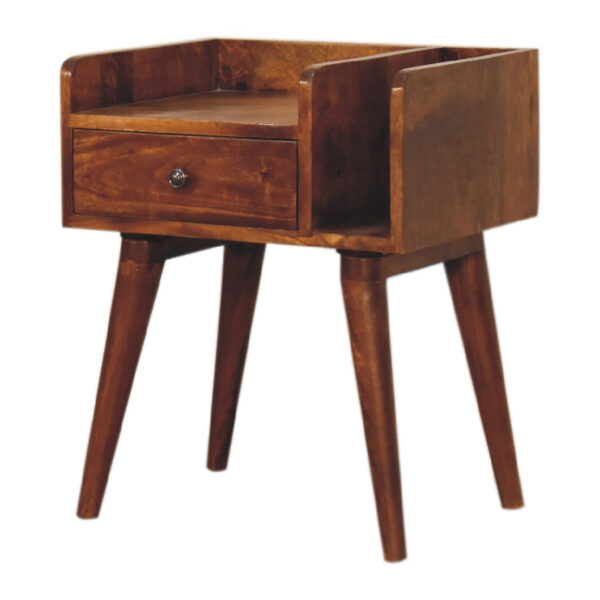 miavon Chestnut Wood Bedside Table – Classic Nightstand with Storage - Image 2