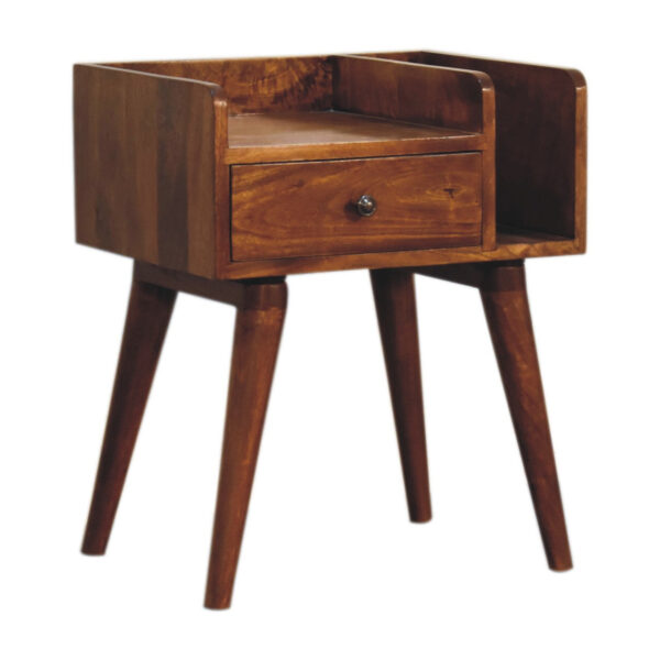 miavon Chestnut Wood Bedside Table – Classic Nightstand with Storage - Image 3