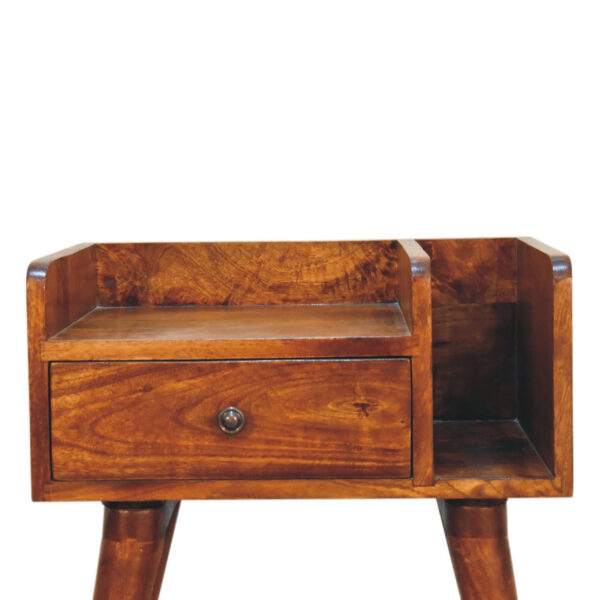 miavon Chestnut Wood Bedside Table – Classic Nightstand with Storage - Image 4