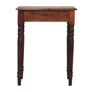 miavon Chestnut Wood Writing Desk – Classic Turned Leg Design